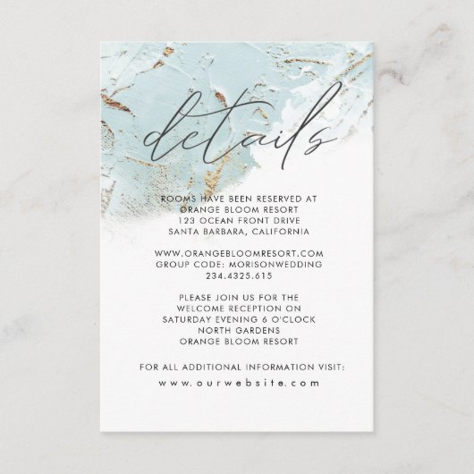 Imitate-Folie aus blauem Gold Details Begleitkarte (Vorderseite)