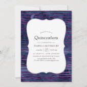 Imitate Folie gestreift Quinceanera Einladung (Vorderseite)