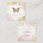 IMITATE Folie Glitzer Aquarellblütenschmetterling Quadratische Visitenkarte (Vorne/Hinten)