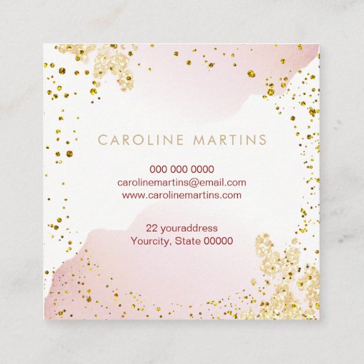 IMITATE Folie Glitzer Aquarellblütenschmetterling Quadratische Visitenkarte (Rückseite)