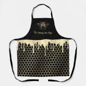 Imitate Folie Honig Tropfen Bienen auf schwarzer S Schürze (Vorderseite)