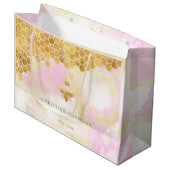 Imitate-Folie Königin Biene auf rosa Aquarellstein Große Geschenktüte (Vorderseite Schrägansicht)