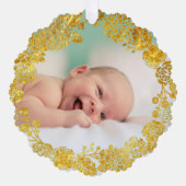 Imitate Folie Kranz neues Baby Frohe Weihnachten Ornament Karte (Vorderseite)