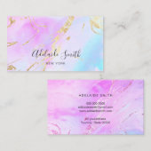 Imitate-Folie lila blaues Aquarell Visitenkarte (Vorne/Hinten)