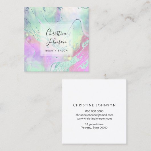 IMITATE Folie Pastellfarben Flüssigmarmor Quadratische Visitenkarte (Vorne/Hinten)