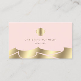 Imitate-Folie Wellen goldene Muschel auf rosa Visitenkarte