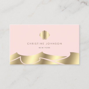 Imitate-Folie Wellen goldene Muschel auf rosa Visitenkarte