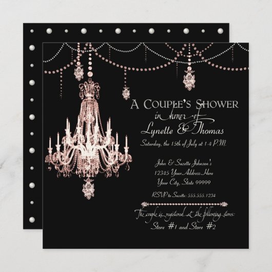 IMITATE Französisch Crystal Chandelier Draped Pear Einladung (Vorne/Hinten)