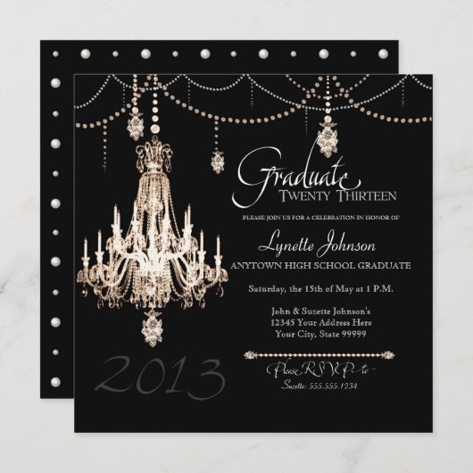 IMITATE Französisch Crystal Chandelier Draped Pear Einladung (Vorne/Hinten)