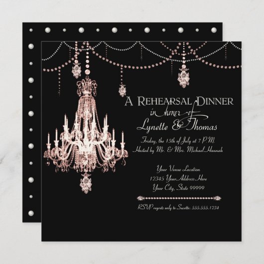 IMITATE Französisch Crystal Chandelier Draped Pear Einladung (Vorne/Hinten)