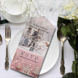 Imitate funkeln immer Pink Silver Foto QR Code All In One Einladung