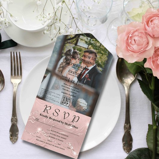 Imitate funkeln immer Pink Silver Foto QR Code All In One Einladung