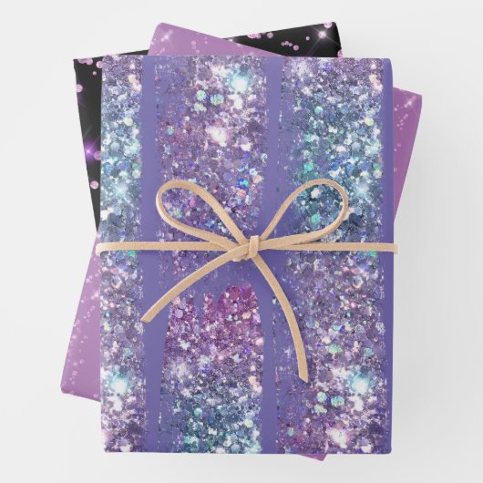 Imitate funkeln lila Muster Geschenkpapier Set (Beispiel)