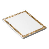 Imitate Funkelnd Gold Glitzer Border White Notizblock (angewinkelt)