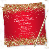 Imitate Funkelnd Gold Glitzer Bright Red Ombre Einladung