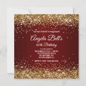 Imitate Funkelnd Gold Glitzer Burgundy Ombre Einladung (Rückseite)