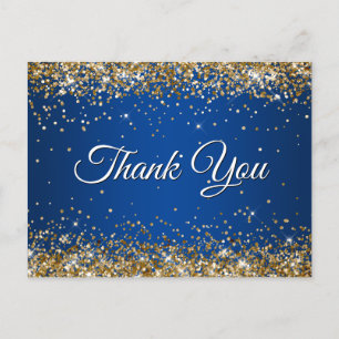 Imitate Funkelnd Gold Glitzer Deep Blue Vielen Dan Postkarte