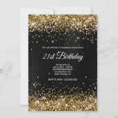 Imitate Funkelnd Gold Glitzer Dunkelgrauer Schwarz Einladung (Vorderseite)