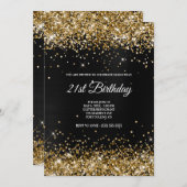 Imitate Funkelnd Gold Glitzer Dunkelgrauer Schwarz Einladung (Vorne/Hinten)