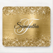 Imitate Funkelnd Gold Glitzer Foil Monogramm Mousepad (Vorne)
