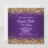 Imitate Funkelnd Gold Glitzer Royal Lila Ombre Einladung (Rückseite)