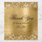 Imitate Funkelnd Golden Glitzer Foil Danke Weinetikett (Einzelnes Label)