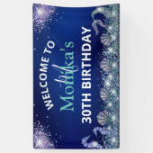 Imitate Funkelnd Mermaid Glitzer Blue Ocean Monogr Banner (Vertikal)