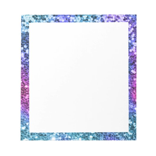 Imitate Funkelnd Mermaid Glitzer Border White Notizblock (Vorderseite)