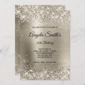 Imitate Funkelnd Platin-Glitzer-Monogramm Einladung (Vorne/Hinten)