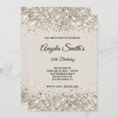 Imitate Funkelnd Platinum Glitzer Beige Einladung (Vorne/Hinten)