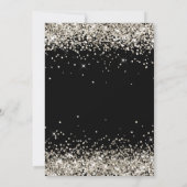 Imitate Funkelnd Platinum Glitzer Black Einladung (Rückseite)
