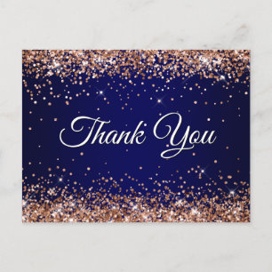 Imitate Funkelnd Rose Gold Glitzer Navy Blue Viele Postkarte