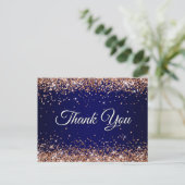 Imitate Funkelnd Rose Gold Glitzer Navy Blue Viele Postkarte (Stehend Vorderseite)