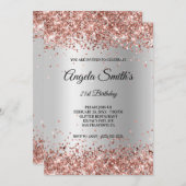Imitate Funkelnd Rose Gold Glitzer Silberfolie Einladung (Vorne/Hinten)