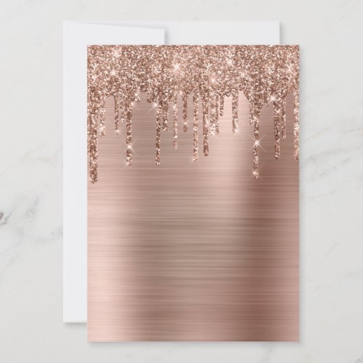 Imitate Funkelnd Rose Gold Glitzer Tropfen Fohlen  Einladung (Rückseite)