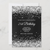 Imitate Funkelnd Silberstreifen Glitzer Dunkelgrau Einladung (Vorderseite)