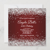Imitate Funkelnd Silver Glitzer Burgundy Ombre Einladung (Rückseite)