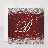 Imitate Funkelnd Silver Glitzer Burgundy Ombre Einladung (Vorderseite)