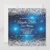 Imitate Funkelnd Silver Glitzer Celestial Blue Einladung (Rückseite)