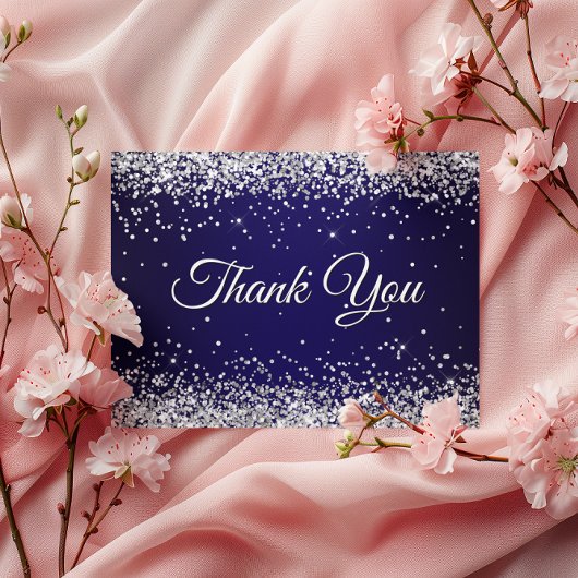 Imitate Funkelnd Silver Glitzer Navy Blue Vielen D Postkarte