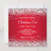Imitate Funkelnd Silver Glitzer Weihnachten Rot Einladung (Rückseite)