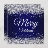Imitate Funkelnd Silver Glitzer Weihnachtsnachtsna Einladung (Vorne/Hinten)