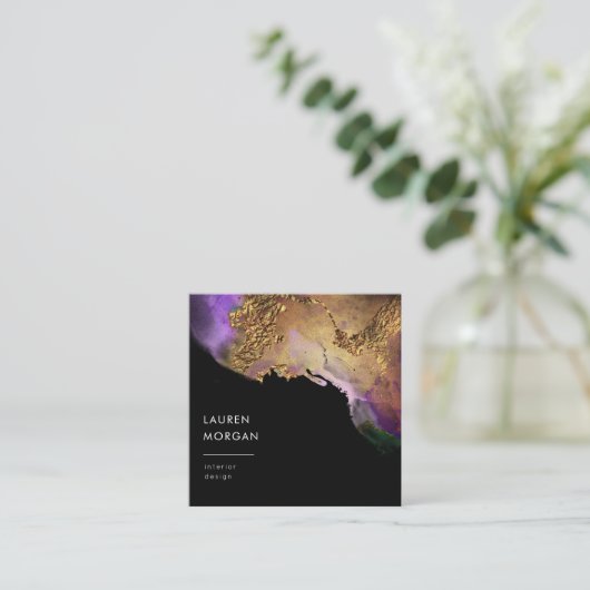 Imitate für Aquarellfarben, Rosa und Gold - Visite Quadratische Visitenkarte (Stehend Vorderseite)