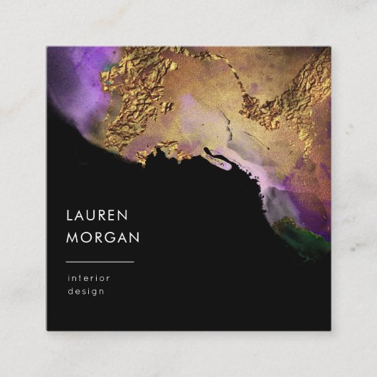 Imitate für Aquarellfarben, Rosa und Gold - Visite Quadratische Visitenkarte (Vorderseite)