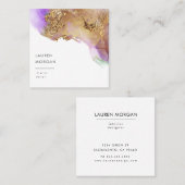 Imitate für Aquarellfarben, Rosa und Gold - Visite Quadratische Visitenkarte (Vorne/Hinten)