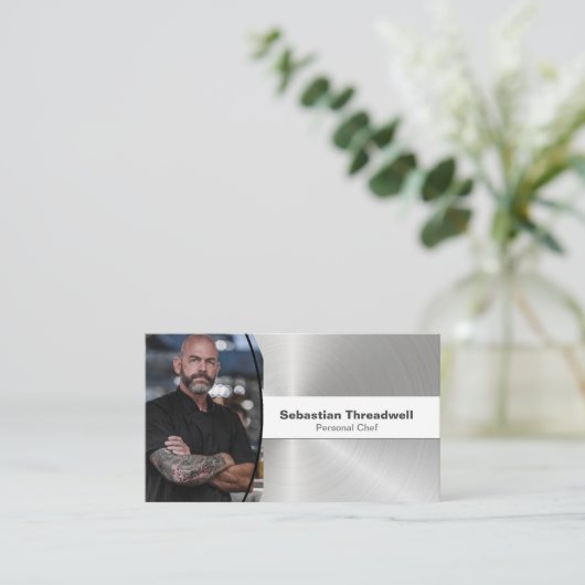 Imitate für den persönlichen Koch Stahl Kundenspez Visitenkarte (Stehend Vorderseite)