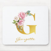 Imitate für die Blumenmonogramm - Goldname Erstper Mousepad (Vorne)