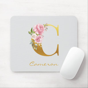Imitate für die Blumenmonogramm - Goldname Erstper Mousepad
