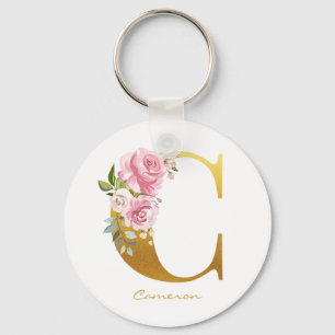Imitate für die Blumenmonogramm - Goldname Erstper Schlüsselanhänger