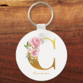 Imitate für die Blumenmonogramm - Goldname Erstper Schlüsselanhänger (Vorderseite)
